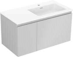 Mexen Rivel dulap baie 90 cm cu lavoar Otis dreapta, 1S, 1D, riflat, gri mat/alb mat - 91A23-09047-3-BBFF62-W18P01 (91A23-09047-3-BBFF62-W18P01)