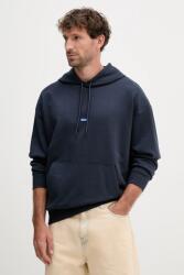 HUGO Blue pamut melegítőfelső bézs, sima, kapucnis - sötétkék XL