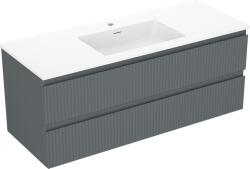 Mexen Rivel dulap de baie 120 cm cu lavoar Otis, 2 sertare, canelat, grafit mat/alb mat - 91A20-12047-2-BFF66-W18M (91A20-12047-2-BFF66-W18M01)