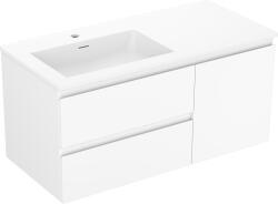 Mexen Orio dulap baie 100 cm cu lavoar Otis stânga, 2 sertare, 1 ușă, alb mat - 91A13-10047-3-BBFFF01-W18L01 (91A13-10047-3-BBFFF01-W18L01)