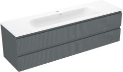 Mexen Rivel dulap baie 160 cm cu lavoar Vela, 2 sertare, cu relief, grafit mat/alb mat - 91A20-16047-2-BFF66-W23M (91A20-16047-2-BFF66-W23M01)