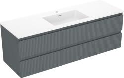 Mexen Rivel dulap de baie 140 cm cu lavoar Otis, 2 sertare, canelat, grafit mat/alb mat - 91A20-14047-2-BFF66-W18M (91A20-14047-2-BFF66-W18M01)