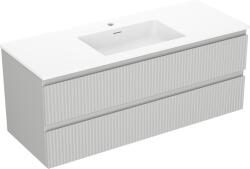 Mexen Rivel dulap baie 120 cm cu chiuvetă Otis, 2 sertare, canelată, gri mat/alb mat - 91A20-12047-2-BFF62-W18M0 (91A20-12047-2-BFF62-W18M01)