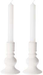  Kerámia gyertyatartó 2 db + 2 db kúpos gyertya (fehér) - lavonio