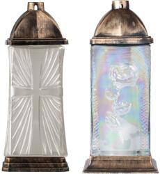  Temetői üveg 34 cm-es betéttel 120g 45h. Átlátszó kereszt