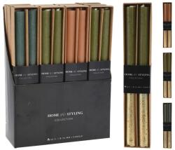  Rusztikus kúpos gyertya 2 db - 21x250 mm, metálfényű, színkeverék - lavonio