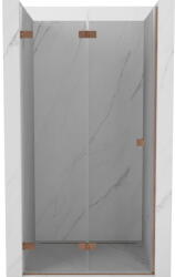 Mexen Lunar-F balra nyíló összecsukható zuhanyajtó 55 cm, átlátszó, kefélt réz - 836-055-000-65-00-L (836-055-000-65-00-L)