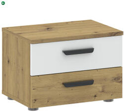 INTERMEBLE BASIC TWO Éjjeliszekrény Tölgy/Fehér Színben