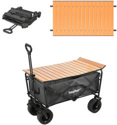 Leziter Összecsukható prémium kerti strandkocsi asztallal szürke (LSZKAS088-GRE) - snaigeshop