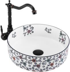 Rea Stefania Fiori, pultra szerelhető mosdó 360x360x120 mm, fehér mintás, REA-U9853 (REA-U9853)