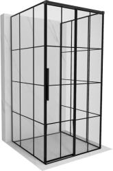 Mexen Rox-3S 3-oldalú jobb tolóajtós zuhanykabin 95 x 95 cm, fekete rácsos, fekete - 8C2-095-095-70-77-3S-P (8C2-095-095-70-77-3S-P)
