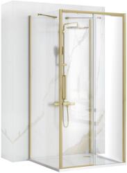 Rea Rapid Slide, 3 falú zuhanykabin 140 (ajtó) x 90 (fal) x 90 (fal) x 195 cm, 6 mm átlátszó üveg, arany matt profil, KPL-04720 (KPL-04720)