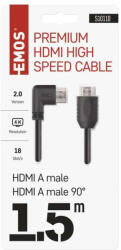 EMOS HDMI kábel 2.0 A-A dugó 90°, 1.5m (S10110)