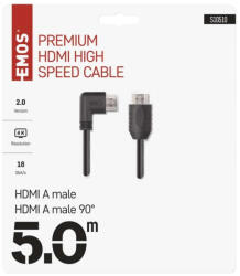 EMOS HDMI kábel 2.0 A-A dugó 90°, 5m (S10510) - akkuforras