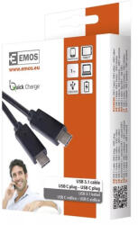 EMOS SM7022BL töltő- és adatkábel USB-C 3.1 / USB-C 3.1, 1m, fekete (EMOS-SM7022BL)