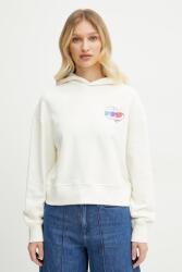 KARL LAGERFELD pamut melegítőfelső bézs, női, nyomott mintás, kapucnis, A2W20072 - bézs M