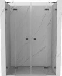 Mexen Lunar Duo nyíló zuhanyajtó 160 cm, átlátszó, szálcsiszolt szürke - 834D-160-000-66-00 (834D-160-000-66-00)