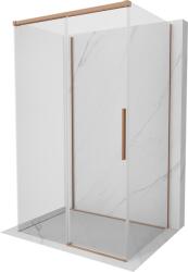 Mexen Rox-3S 3-oldalas tolóajtós zuhanykabin 125 x 70 cm, átlátszó, csiszolt réz - 8C2-125-070-65-00-3S (8C2-125-070-65-00-3S)