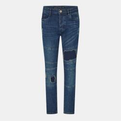 Brave Soul Дънки Brave Soul Mens Dark Blue Biker Jeans with Rip & Repair Patch Details - Dark Blue
