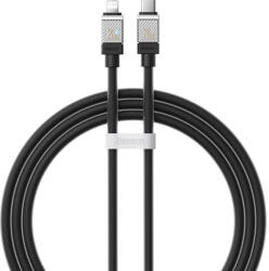  USB Type-C töltő- és adatkábel, Lightning, 100 cm, 2400mA, 20W, törésgátlóval, gyorstöltés, PD, Baseus Coolplay, CAKW000001, fekete