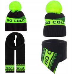 Majka Sál Sapka Szett Női Téli Női So Cold Fekete Neon (K4-266-UNI)