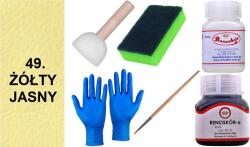  49 Világos Sárga festék sima bőrre, Wilbra tisztítóval, lakk G10-01 szett (Zestaw Farba RENOSKÓR do skóry ZMYWACZ Gąbka)