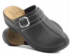 Inblu Női Orvosi Flip-flop Papucs Inblu Easy Street 1610005 Fekete Bőr Öko Csat (1610005.014)