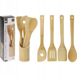 Excellent Houseware Konyhai eszközök állványon 5 db bambuszból készült készletben (8711295744891)