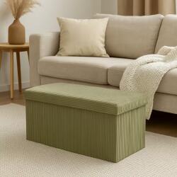 Brius Taburet dublu pliabil Atmosphera Arum din material tip catifea raiat, 76x38x38 cm, verde kaki (JJ-207382C)