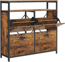 Brius Dulap pantofi mdf 4 usi basculante 12-20 perechi depozitare, 98x30x95 cm, industrial, maro rustic (EZ-LBS803B01) Pantofar