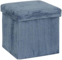 Atmosphera CrÃ©ateur d'intÃ©rieur Taburet pliabil Atmosphera Arum din material tip catifea raiat, 38x38x38 cm, albastru inchis (JJ-207381B)