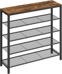 Brius Raft de pantofi, cu 4 rafturi din plasa, cadru din otel, industrial, 30x100x92cm, maro rustic si negru (EZ-LBS15BX) Pantofar