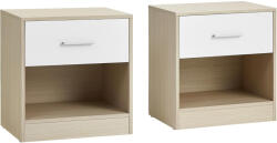 Brius Set 2 noptiere 39x28x41 cm, cu sertar si compartiment deschis, PAL bej natur si alb (EZ-LET819T67)