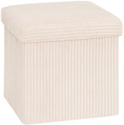 Brius Taburet pliabil Atmosphera Arum din material tip catifea raiat, 38x38x38 cm, ivoire (JJ-207381A)