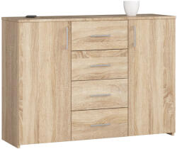 Brius Comoda 4 sertare 2 usi pal laminat depozitare, 110x35x80 cm, design natural, stejar sonoma (AK-38160873-2/2) Comoda