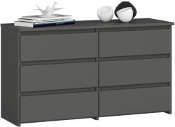 Brius Comoda 6 sertare pal laminat glisiere metalice, 100x35x57 cm, design modern, gri (AK-52851887) Comoda