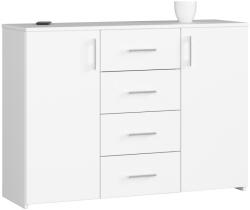 Brius Comoda 4 sertare 2 usi pal laminat depozitare, 110x35x80 cm, design luminos, alb (AK-52851948-2/2) Comoda
