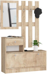 Brius Set mobilier hol pantofar cu oglinda si cuier, 90x25x170 cm, organizare completa, stejar sonoma (AK-38166868-2/2) Pantofar