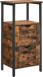 Brius Noptiera inalta, din MDF, cu 2 sertare reglabile, 37x30x80 cm, maro rustic (EZ-BBK151B01)