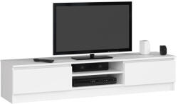Brius Comoda tv pal 2 usi rafturi centrale media, 160x40x33 cm, design modern, alb (AK-38167186) Comoda