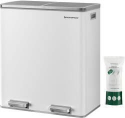 Brius Cos gunoi dublu 2x30l pedale galeti detasabile otel, 59x32x65 cm, colectare selectiva, alb (EZ-LTB60WT) Cos de gunoi
