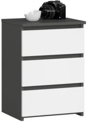 Brius Noptiera pal 3 sertare glisiere metalice, 40x35x57 cm, design modern, gri grafit alb (AK-52852563)