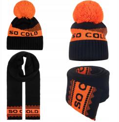 Majka Sál Sapka Szett Női Téli Női So Cold Fekete-narancs (K4-268-UNI)