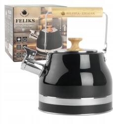 Silesia Emalia Rozsdamentes acél vízforraló Feliks 2, 3L fekete Indukciós Gáz Síp (5905155031129)