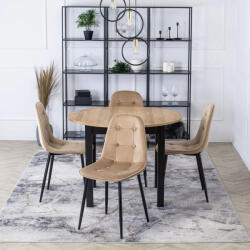  Étkezőgarnitúra 4 db. Bézs Bársony Aris székkel. Bővíthető asztal HARRY 102-142 cm (ME-HARRY-DR-CZ-S-ARIS-BZ-V-Z4-K)