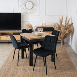  Bővíthető Étkezőasztal Kézműves Tölgy/Fekete Színben. MAX 80-160 cm (ME-W-MAX-DC-CZ-S)