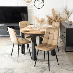  Étkezőgarnitúra 4 db. Bézs Peru székkel. Bővíthető asztal HARRY 102-142 cm (ME-W-HARRY-DA-CZ-S-PERU-BZ-V-Z4-K)