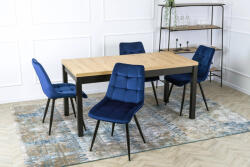  Étkezőgarnitúra 4 db. Sötétkék Rio székkel. Bővíthető asztal HUGO 160-230 cm (ME-HUGO-DA-S-RIO-GR-V-Z4-K)