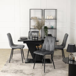 Étkezőgarnitúra 4 db. Székkel. Bővíthető asztal CLARK 120-160 + 4 db. Szürke étkezőszék. ROBIN (ME-DUBAJ-CZ-PL-S-ROBIN-P-V-Z4-K)