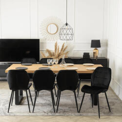  Zestaw Stół Rozkładany EDWIN 160-260 cm Dąb Złoty/Czarny i 8 Krzeseł Welurowych IRYS Czarnych (ME-EDWIN-DZ-S-IRYS-CZ-V-Z8-K)